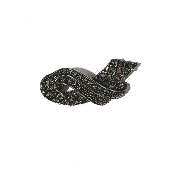 Judith Jack Sterling Silver Marcasite Brooch Pin - Picture 6 of 11